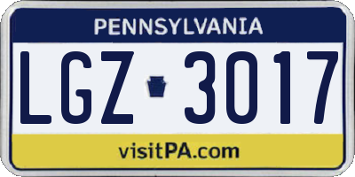 PA license plate LGZ3017