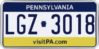 PA license plate LGZ3018