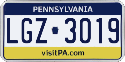PA license plate LGZ3019