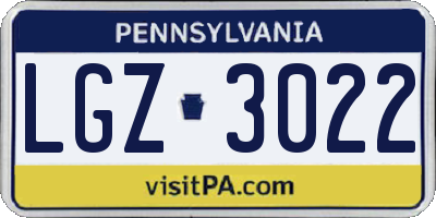 PA license plate LGZ3022