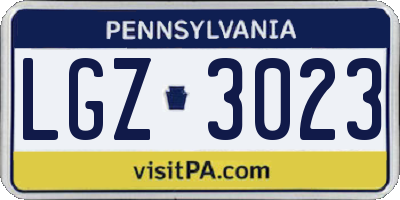 PA license plate LGZ3023
