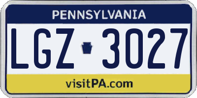PA license plate LGZ3027