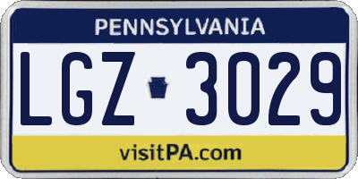 PA license plate LGZ3029