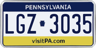 PA license plate LGZ3035