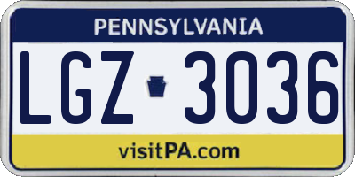PA license plate LGZ3036