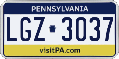 PA license plate LGZ3037