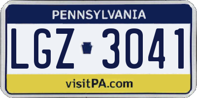 PA license plate LGZ3041