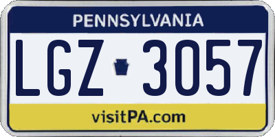 PA license plate LGZ3057