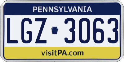 PA license plate LGZ3063
