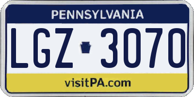 PA license plate LGZ3070