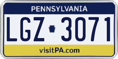 PA license plate LGZ3071