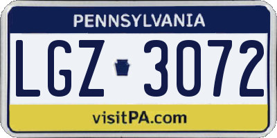 PA license plate LGZ3072