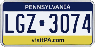 PA license plate LGZ3074