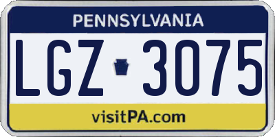 PA license plate LGZ3075