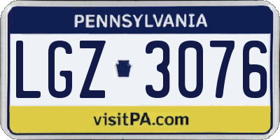 PA license plate LGZ3076