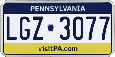 PA license plate LGZ3077