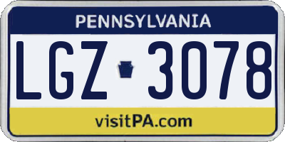 PA license plate LGZ3078