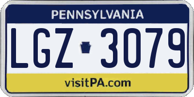 PA license plate LGZ3079