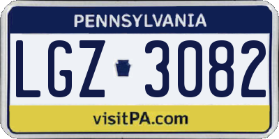 PA license plate LGZ3082