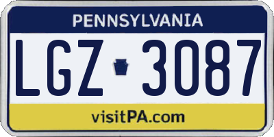 PA license plate LGZ3087
