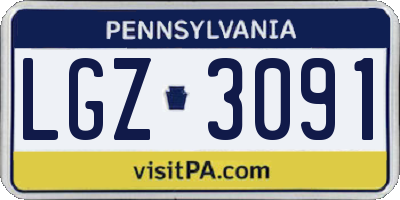 PA license plate LGZ3091