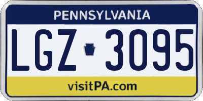 PA license plate LGZ3095