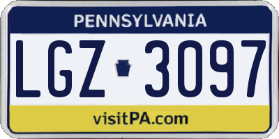 PA license plate LGZ3097
