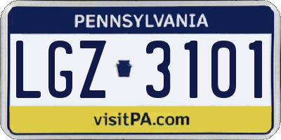 PA license plate LGZ3101