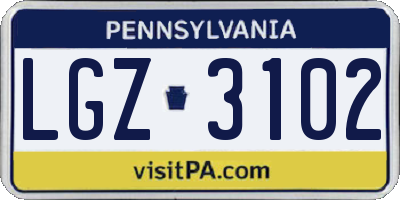 PA license plate LGZ3102
