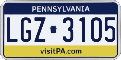 PA license plate LGZ3105