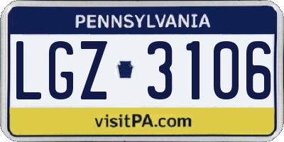 PA license plate LGZ3106