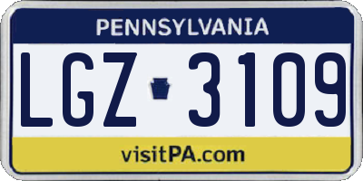PA license plate LGZ3109