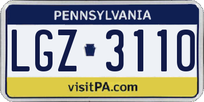 PA license plate LGZ3110