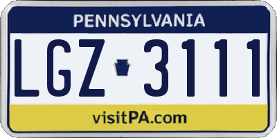 PA license plate LGZ3111