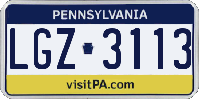 PA license plate LGZ3113