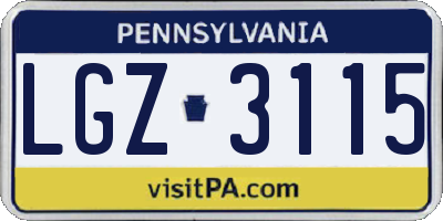 PA license plate LGZ3115