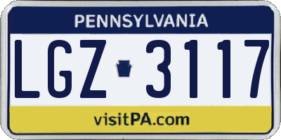 PA license plate LGZ3117