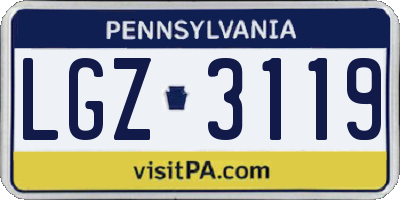 PA license plate LGZ3119