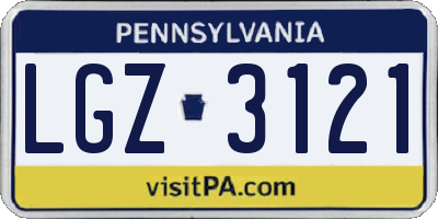 PA license plate LGZ3121
