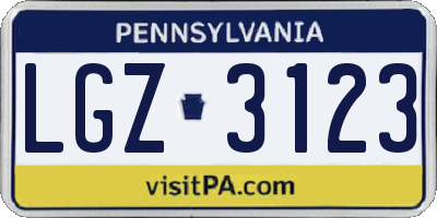PA license plate LGZ3123