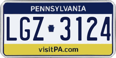 PA license plate LGZ3124