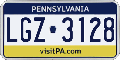 PA license plate LGZ3128