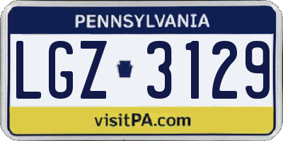 PA license plate LGZ3129