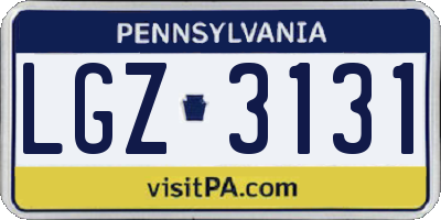 PA license plate LGZ3131