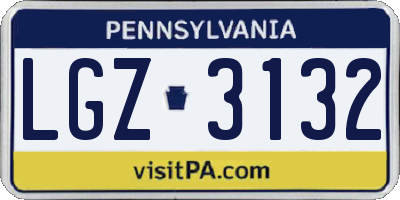 PA license plate LGZ3132
