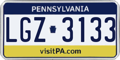 PA license plate LGZ3133