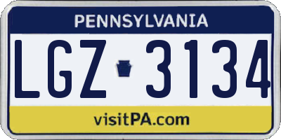 PA license plate LGZ3134