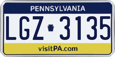 PA license plate LGZ3135
