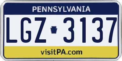 PA license plate LGZ3137