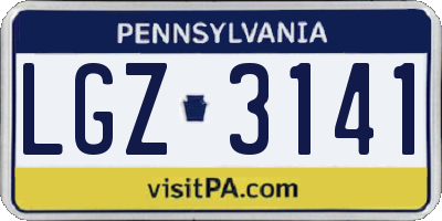 PA license plate LGZ3141